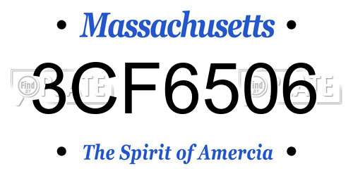 3CF6506 Massachusetts License Plate
