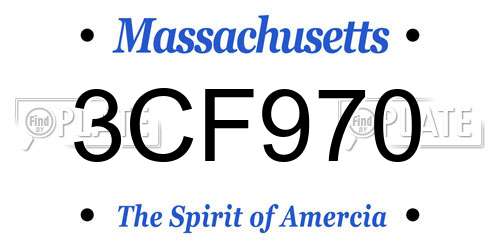 3CF970 Massachusetts License Plate