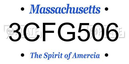 3CFG506 Massachusetts License Plate