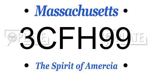3CFH99 Massachusetts License Plate
