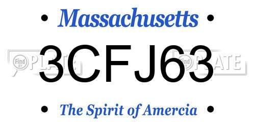 3CFJ63 Massachusetts License Plate