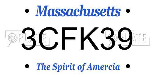 3CFK39 Massachusetts License Plate