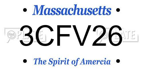 3CFV26 Massachusetts License Plate