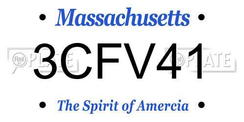 3CFV41 Massachusetts License Plate