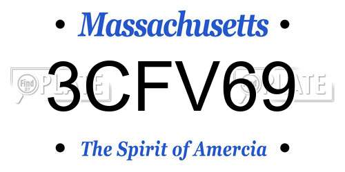 3CFV69 Massachusetts License Plate