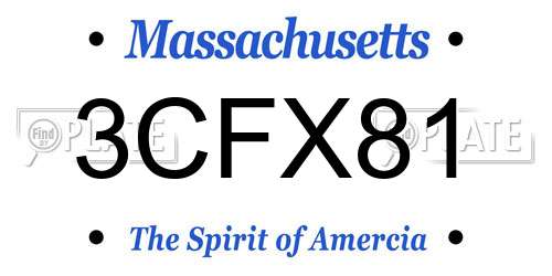 3CFX81 Massachusetts License Plate