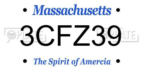 3CFZ39 Massachusetts License Plate
