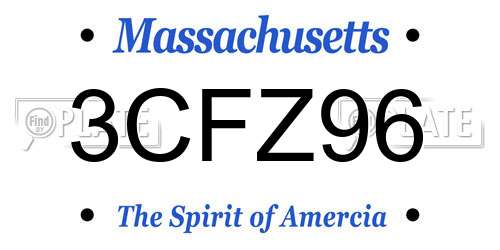 3CFZ96 Massachusetts License Plate
