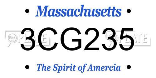 3CG235 Massachusetts License Plate