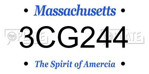 3CG244 Massachusetts License Plate