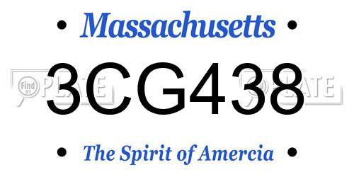 3CG438 Massachusetts License Plate