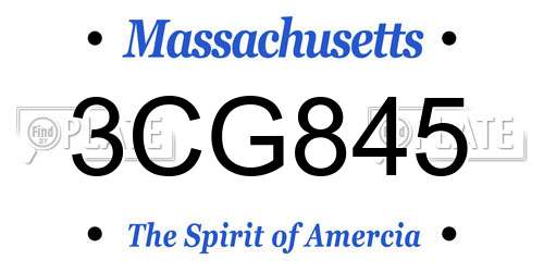 3CG845 Massachusetts License Plate
