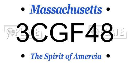 3CGF48 Massachusetts License Plate