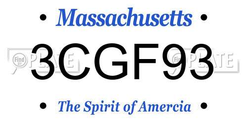 3CGF93 Massachusetts License Plate