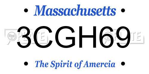 3CGH69 Massachusetts License Plate