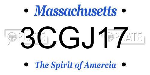 3CGJ17 Massachusetts License Plate