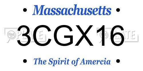 3CGX16 Massachusetts License Plate