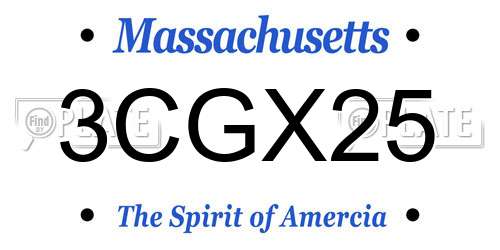 3CGX25 Massachusetts License Plate