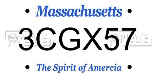 3CGX57 Massachusetts License Plate