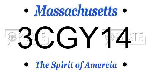 3CGY14 Massachusetts License Plate