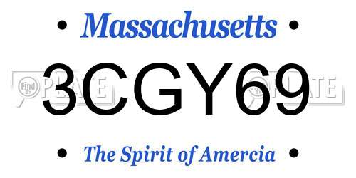 3CGY69 Massachusetts License Plate