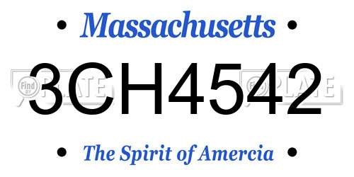 3CH4542 Massachusetts License Plate
