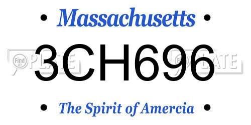 3CH696 Massachusetts License Plate