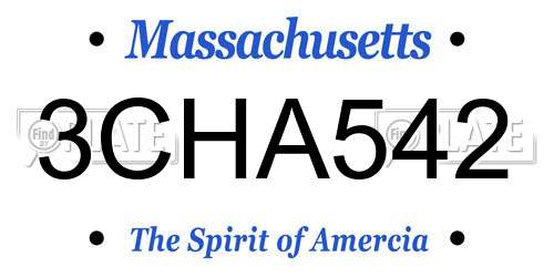 3CHA542 Massachusetts License Plate