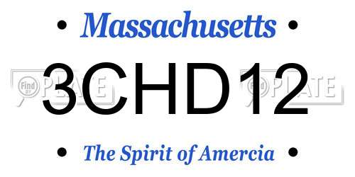 3CHD12 Massachusetts License Plate