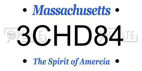 3CHD84 Massachusetts License Plate