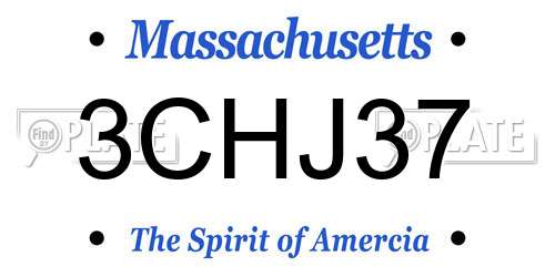 3CHJ37 Massachusetts License Plate