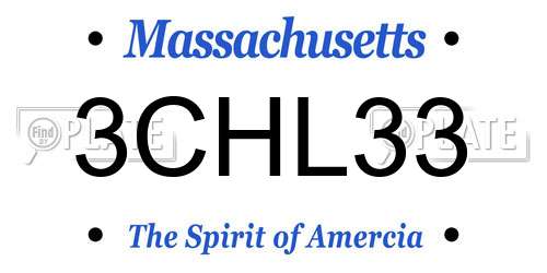 3CHL33 Massachusetts License Plate