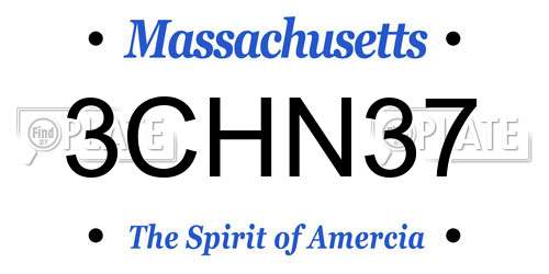 3CHN37 Massachusetts License Plate