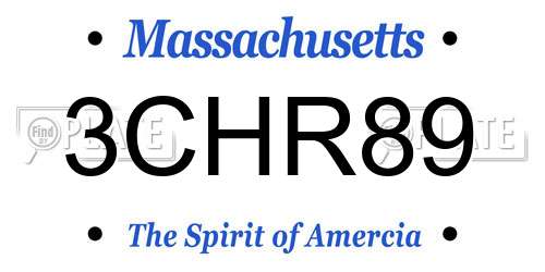 3CHR89 Massachusetts License Plate
