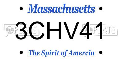 3CHV41 Massachusetts License Plate