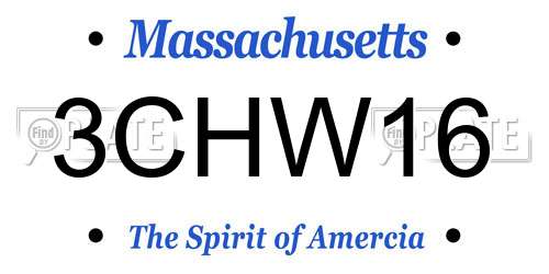 3CHW16 Massachusetts License Plate