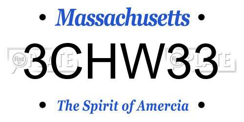3CHW33 Massachusetts License Plate