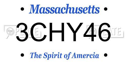3CHY46 Massachusetts License Plate