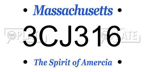 3CJ316 Massachusetts License Plate