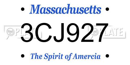3CJ927 Massachusetts License Plate