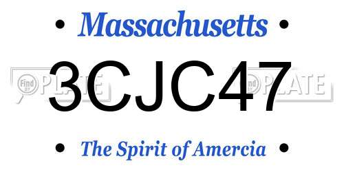 3CJC47 Massachusetts License Plate