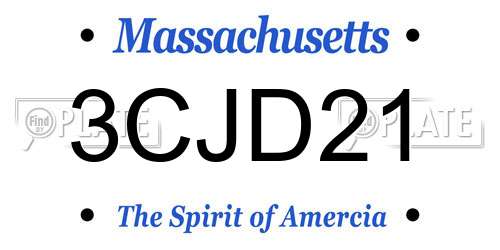 3CJD21 Massachusetts License Plate
