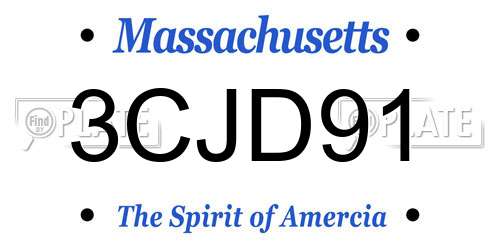 3CJD91 Massachusetts License Plate