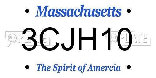 3CJH10 Massachusetts License Plate