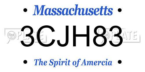 3CJH83 Massachusetts License Plate