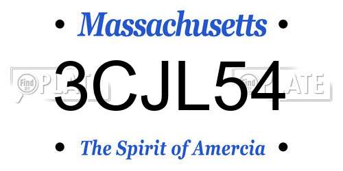 3CJL54 Massachusetts License Plate
