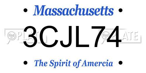 3CJL74 Massachusetts License Plate