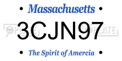 3CJN97 Massachusetts License Plate