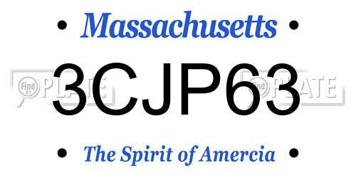 3CJP63 Massachusetts License Plate