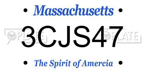 3CJS47 Massachusetts License Plate